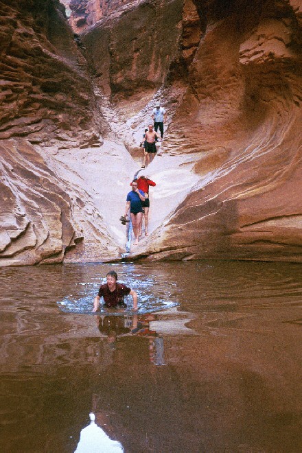 Kath getting wet at North Canyon