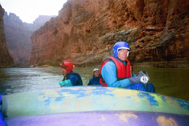 Sitting on the raft in the cold