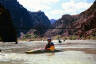 Lisa under the footbridge at Phantom Ranch