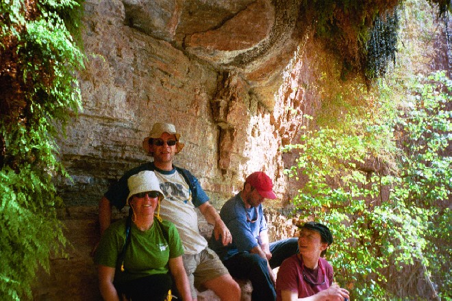 Finding some shade in deer creek - Lisa, Conor, Mark and Kath