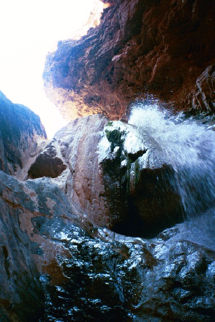The waterfall at Travertine canyon