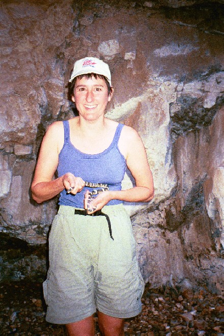 Jen rescues at King snake at Travertine canyon