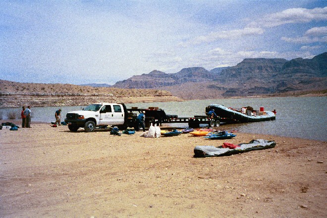 Loading the raft onto a truck